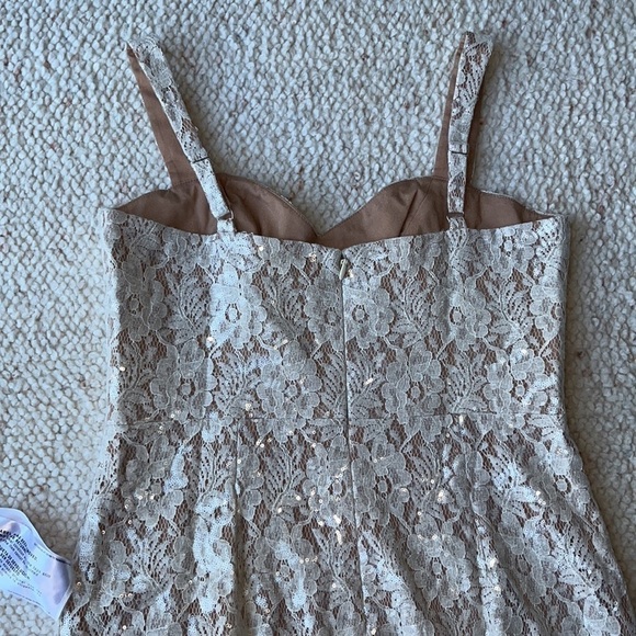 Dress The Population Cadence Sequin Floral Lace Cocktail Dress Off-White Nude L - Picture 8 of 12